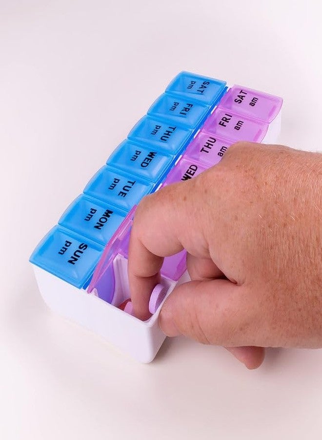 Garth علبة تنظيم حبوب الأدوية الأسبوعية من جارث للاستخدام اليومي لمدة 7 أيام | علبة تخزين أقراص صغيرة الحجم لجرعات الصباح والمساء والليل | علبة حبوب متينة محمولة للمنزل والسفر والمكتب - قطعة واحدة - Image 2